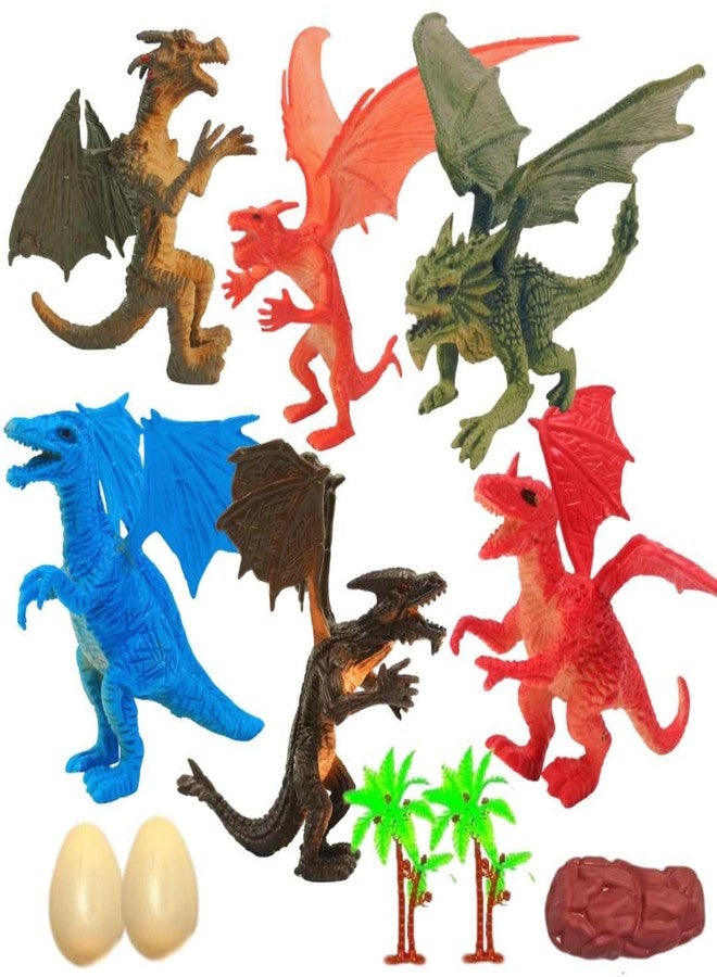 Mallexo مجموعة ألعاب ديناصورات وتنانين من مادة PVC عالية الجودة من ماليكسو للأطفال، مجموعة حيوانات متوسطة وصغيرة الحجم، مجموعة مجسمات ديناصورات متنوعة، هدايا عيد ميلاد متوسطة الحجم، حيوانات سفاري، حيوانات الغابة، بيض الديناصورات (عالم التنانين). - Image 3